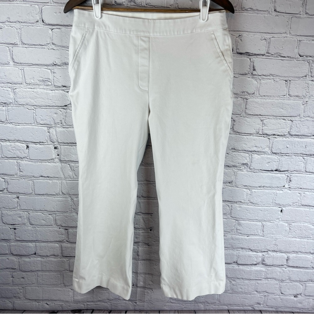 SPANX Flared‎ Pull-On Cropped Jeans Tummy Control Stretch Women’s Large White - Picture 2 of 12